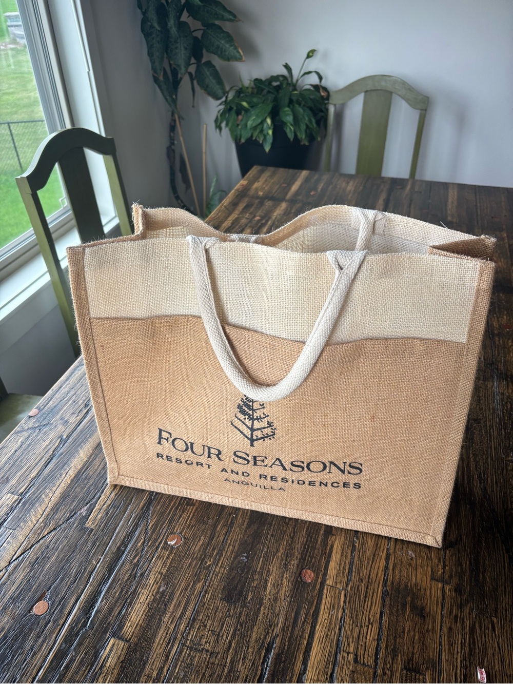 Four Seasons Natural Jute Tote Bag - Beige
